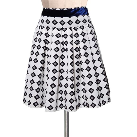 Vintage VERA WANG Y2K Lavender Label Geometric Velvet Trim Skirt 6 40 - Picture 1 of 3